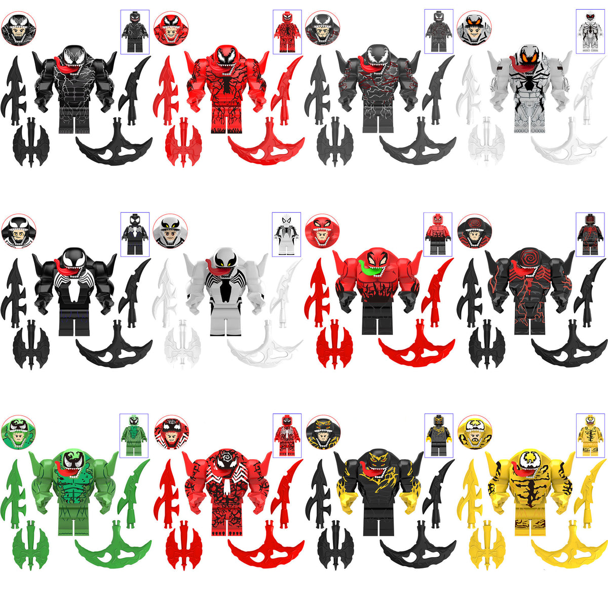 Symbiote Big Figure Collection Venom Carnage Riot Toxin Variants - Full Set