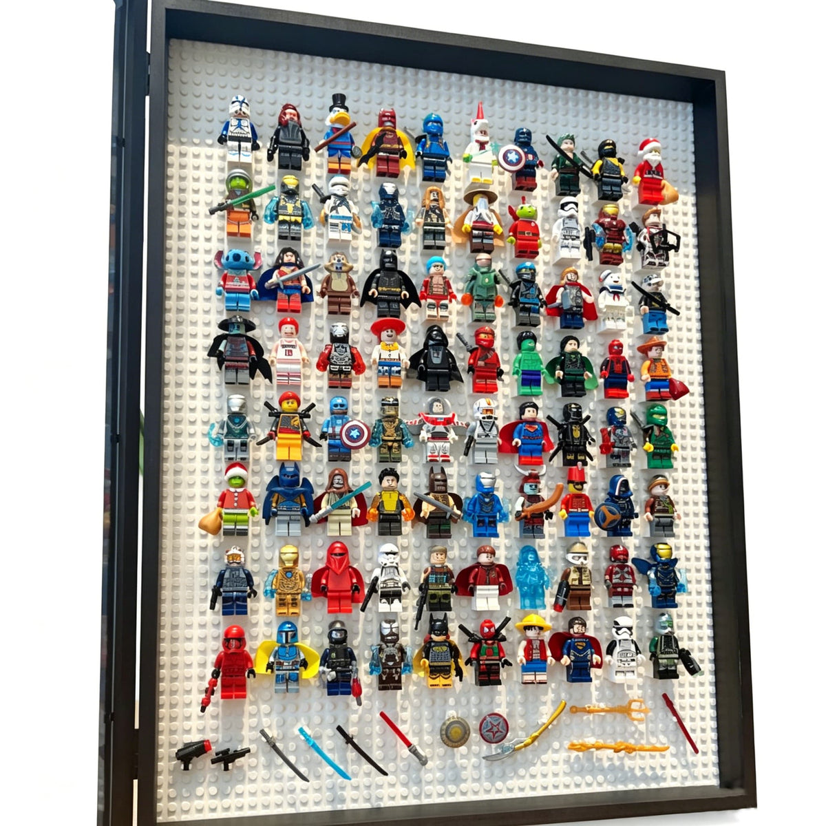 Wooden Figure Display Frame with Building Block Baseplate - Natural Wood Rectangular Frame Only