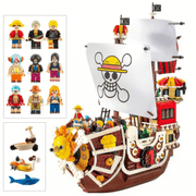 Pirate Ship Building Set with 9 Custom Mini Figures and Accessories, Brick Compatible Display Toy
