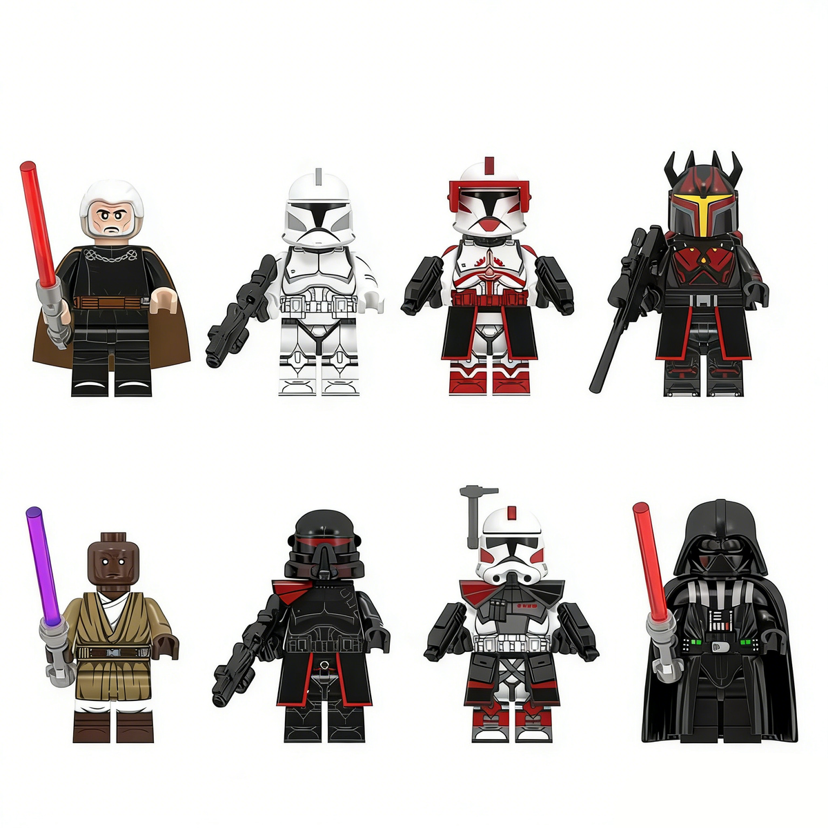 8pcs Count Dooku Darth Vader Mace Windu Custom Minifigure Set product image