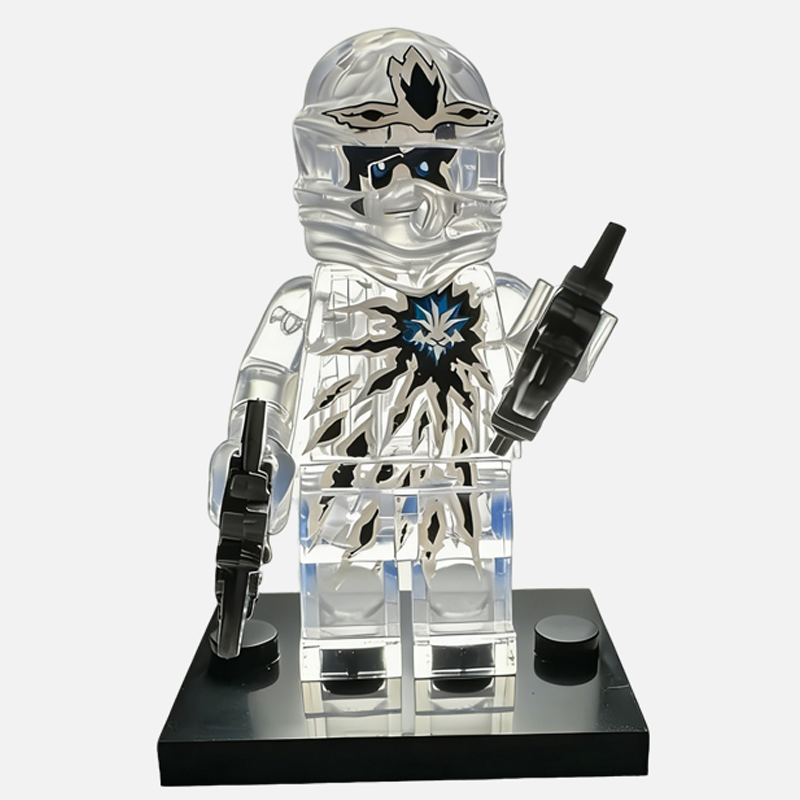 Zane Ice Ninja Custom Brick-Compatible Mini Figure with Dual Blasters
