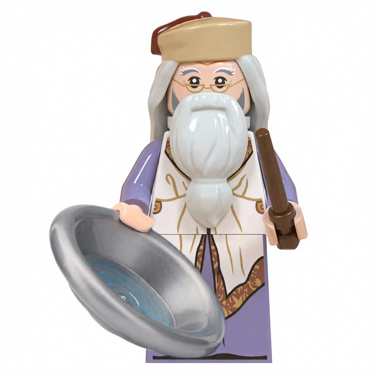 Albus Dumbledore Custom Brick-Compatible Mini Figure with Wand & Basin