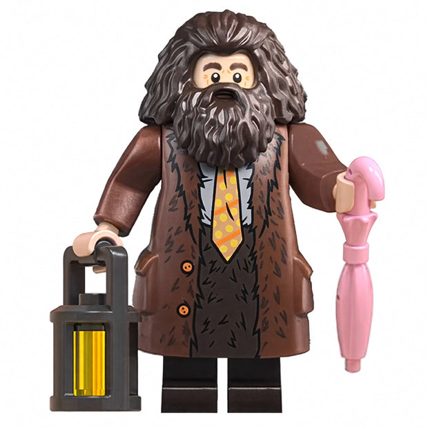 Hagrid Custom Brick-Compatible Mini Figure with Lantern & Umbrella