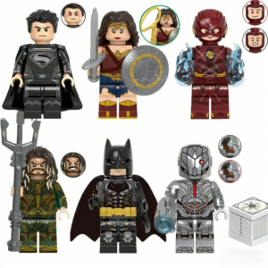 6pcs Superman Wonder Woman Flash Aquaman Batman Cyborg Custom Minifigures Bat