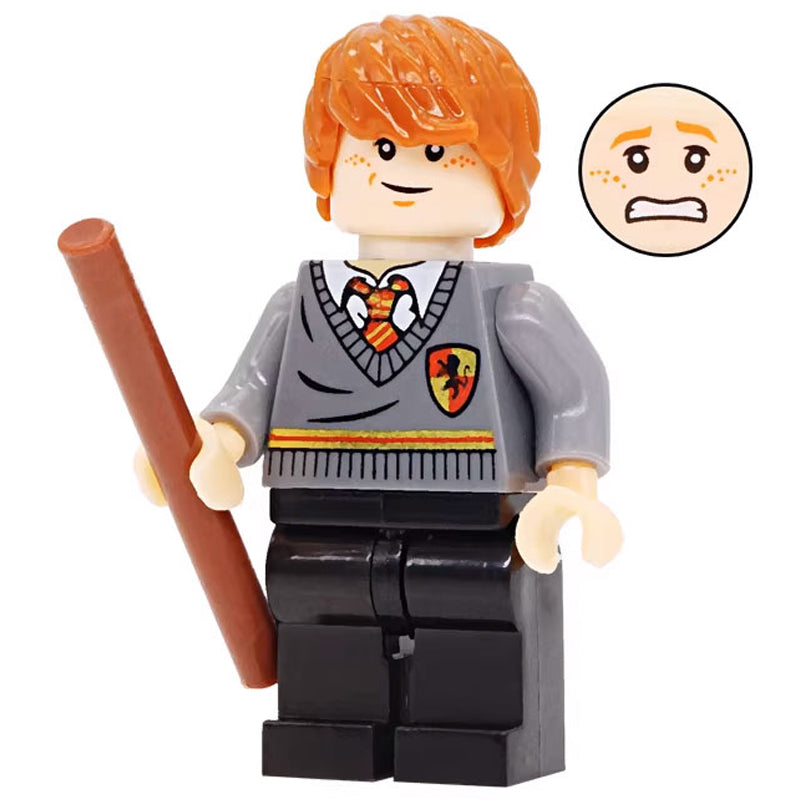 Ron Weasley Custom Brick-Compatible Mini Figure with Wand