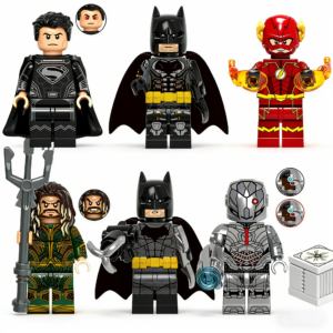 6pcs Justice League Black Superman Batman Flash Aquaman Cyborg Custom Minifig