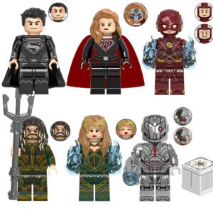 6pcs Black Superman Evil Supergirl Flash Aquaman Mera Cyborg Custom Minifigur