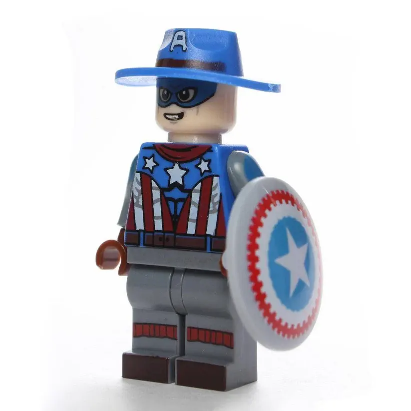 Captain America Custom Minifigure with Shield and Cowboy Hat