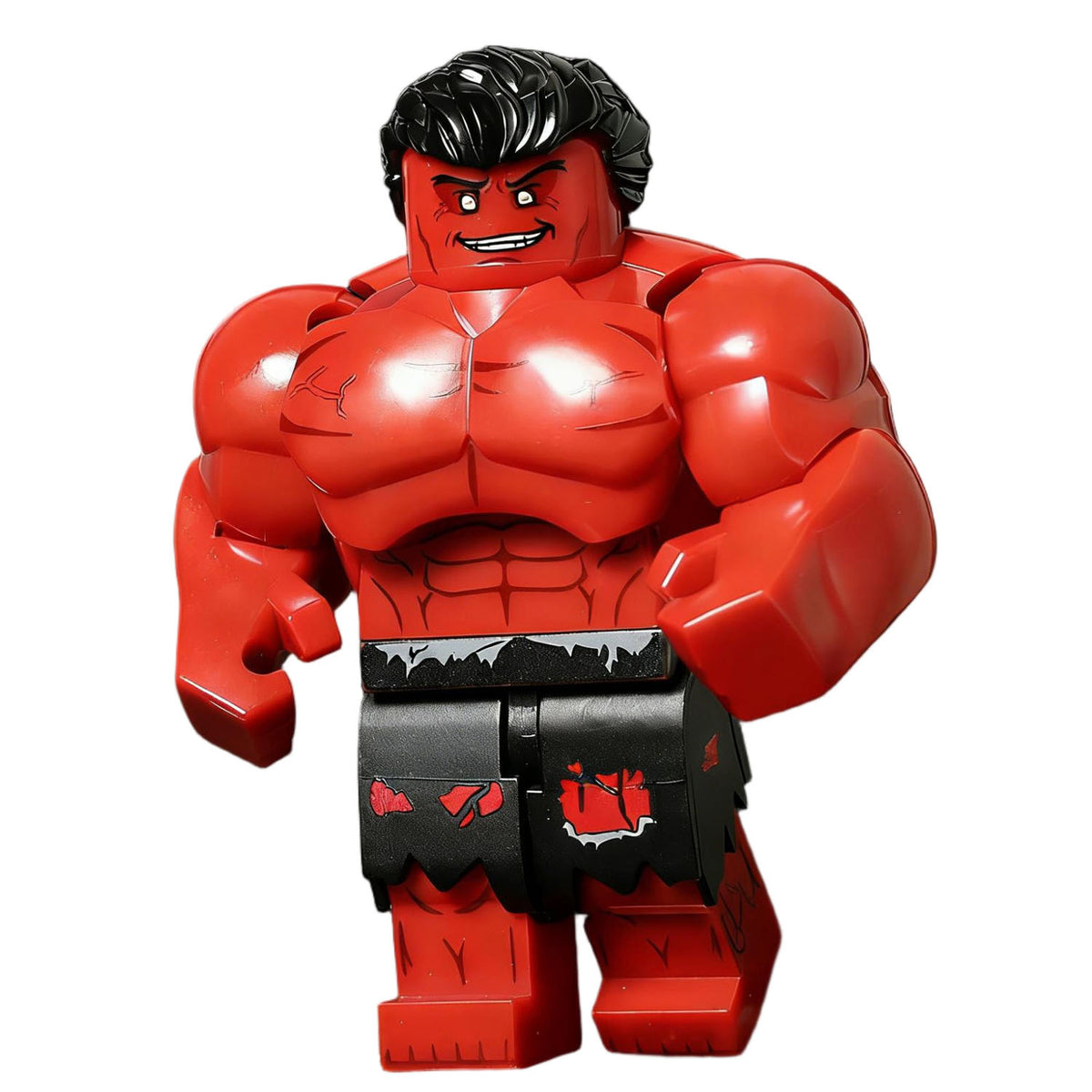 Red Hulk Muscular Black Ripped Shorts Big Figure