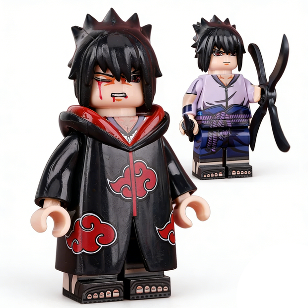 Sasuke Uchiha Black Cloak Custom Minifigure with Kunai product image