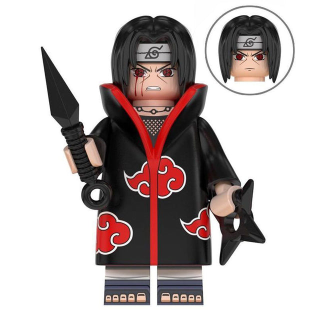 Itachi Uchiha Custom Minifigure with Kunai and Shuriken product image