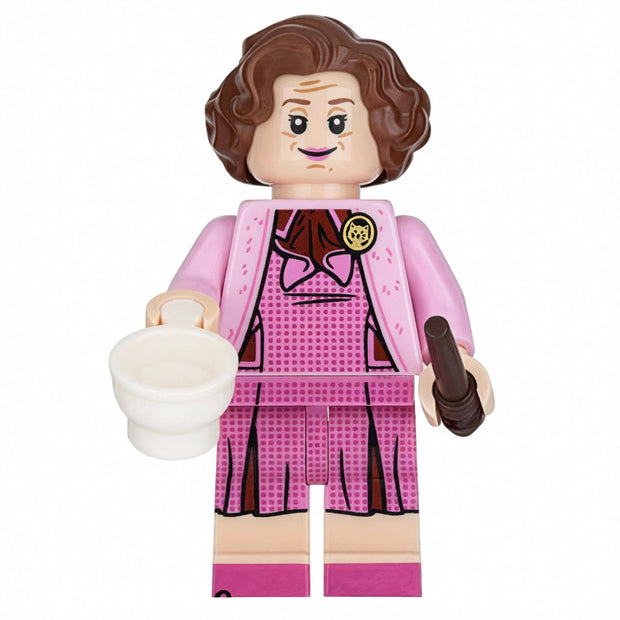 Dolores Umbridge Custom Brick-Compatible Mini Figure with Teacup & Wand